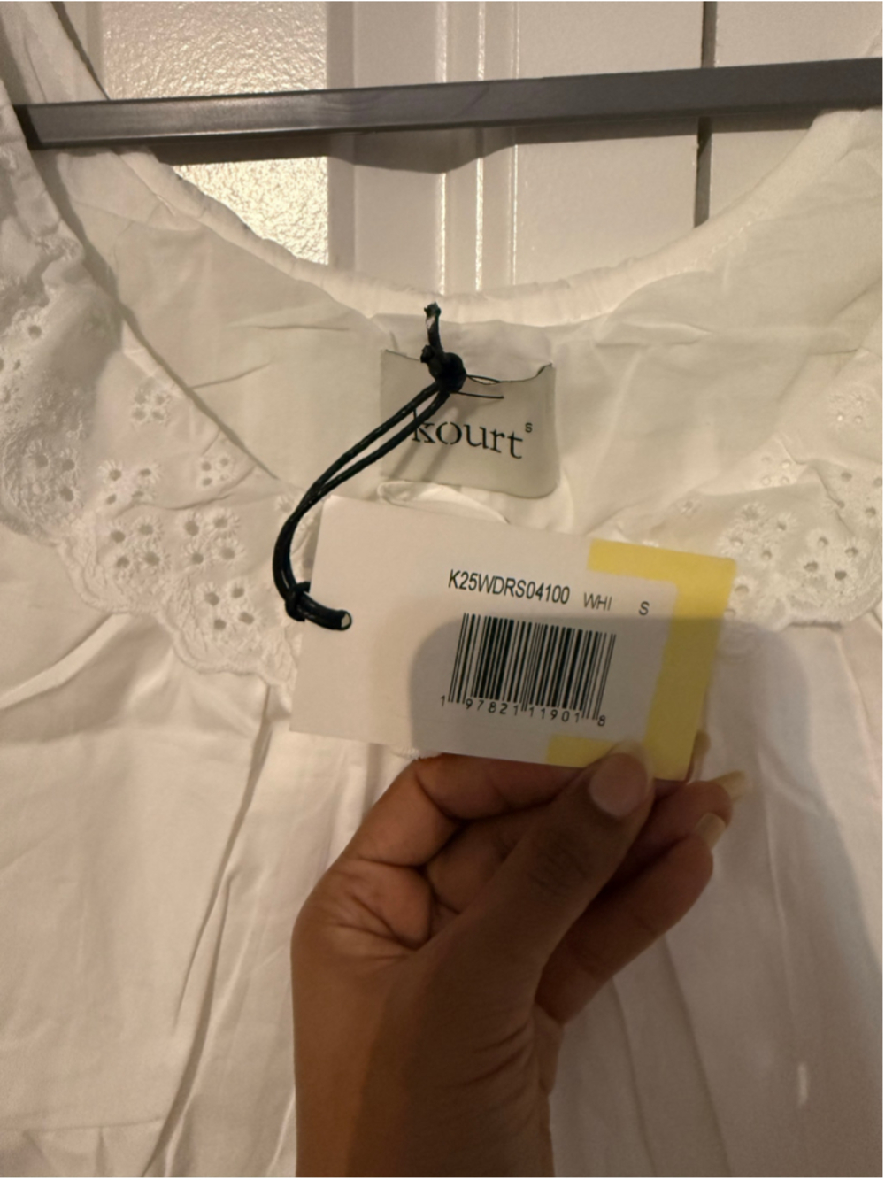 Women's kourt Juliet Cotton Dress White Eyelet Mini Dress Size S - Picture 8 of 9